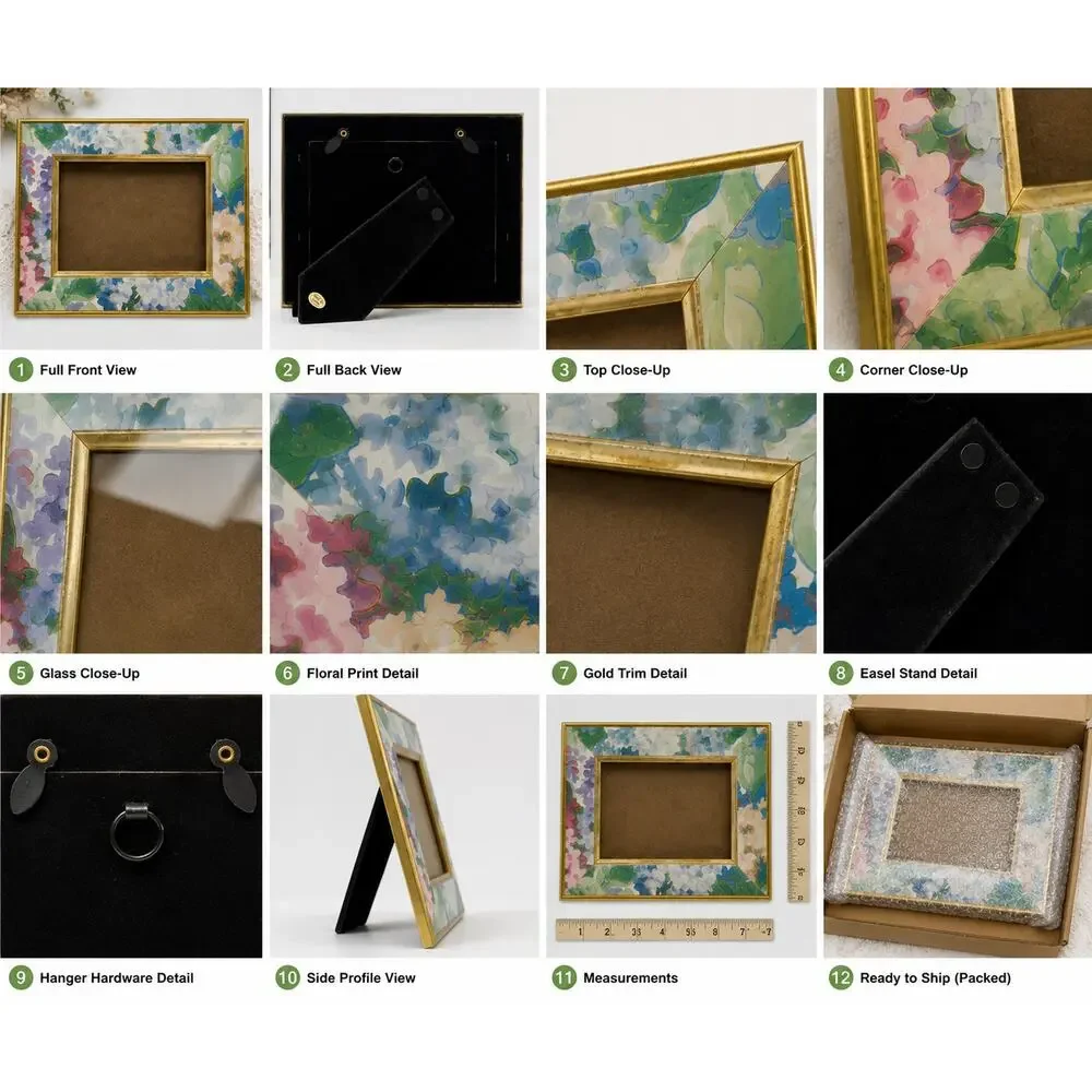 Vintage Floral Gold Picture Frame Cottage Decor